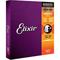 Cuerdas de guitarra acústica Elixir Strings de bronce fosforado con recubrimiento NANOWEB- calibre ligero personalizado…